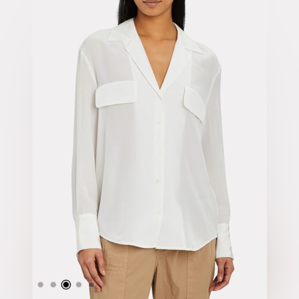 FRAME 100% Silk White Shirt Blouse M NWT